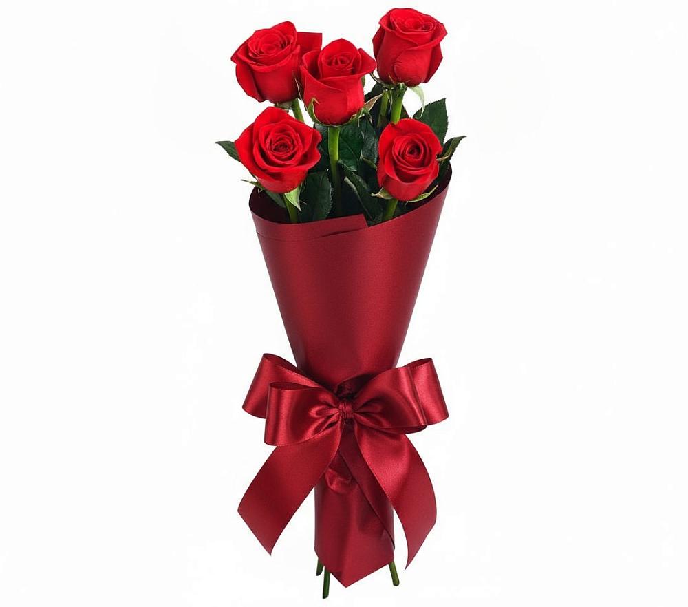 Букет 5 Красных роз Эдлесс Лав в Залужном