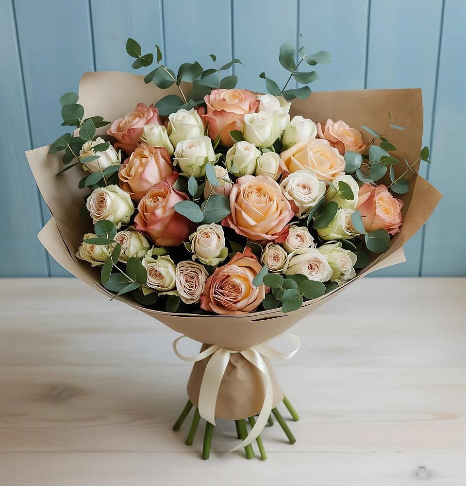 Букет цветов из: Альстромерии и Розы в Залужном