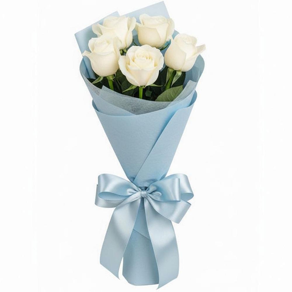 Букет 5 Белых роз Проуд в Залужном