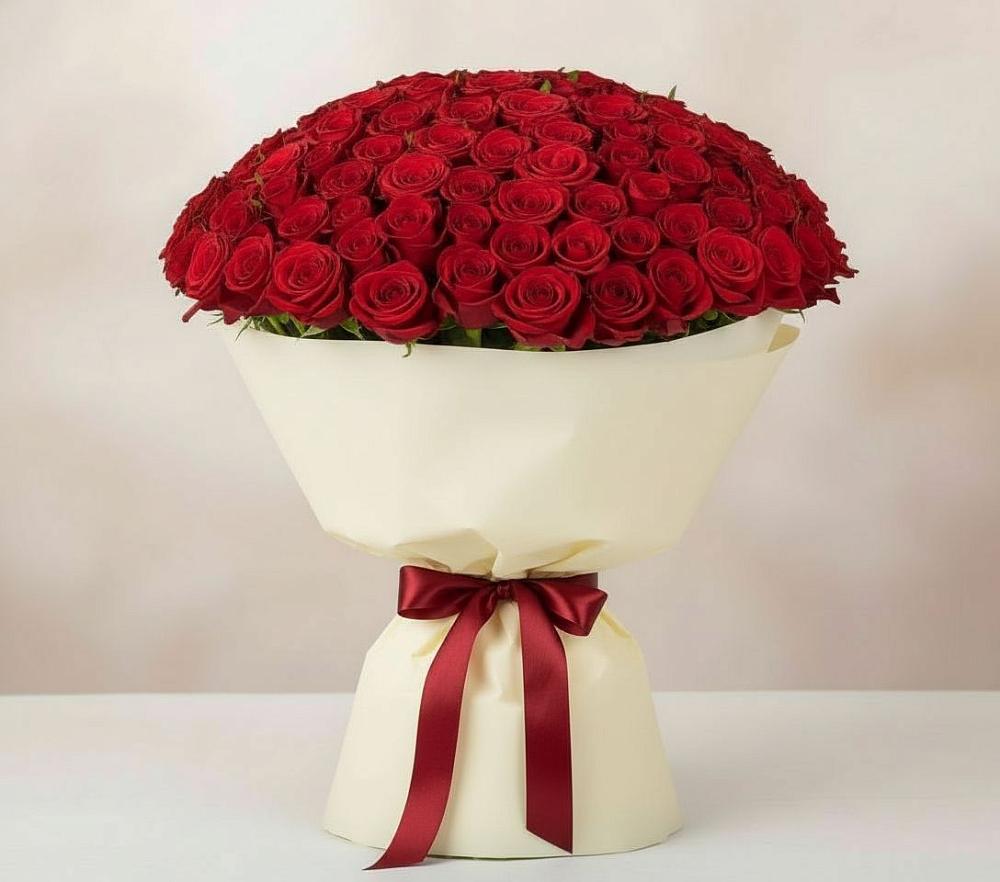 Букет 101 Красная роза Милано в Залужном