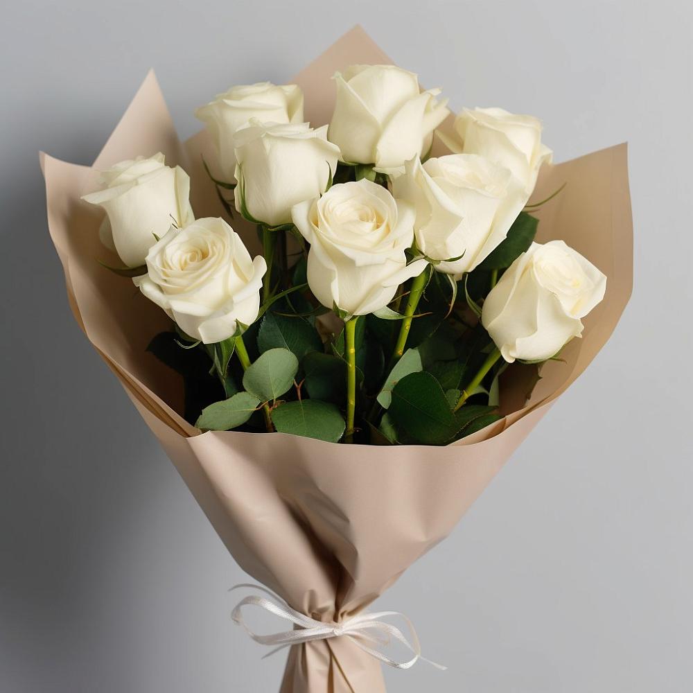 Букет 9 Белых роз Эдлесс Лав в Залужном