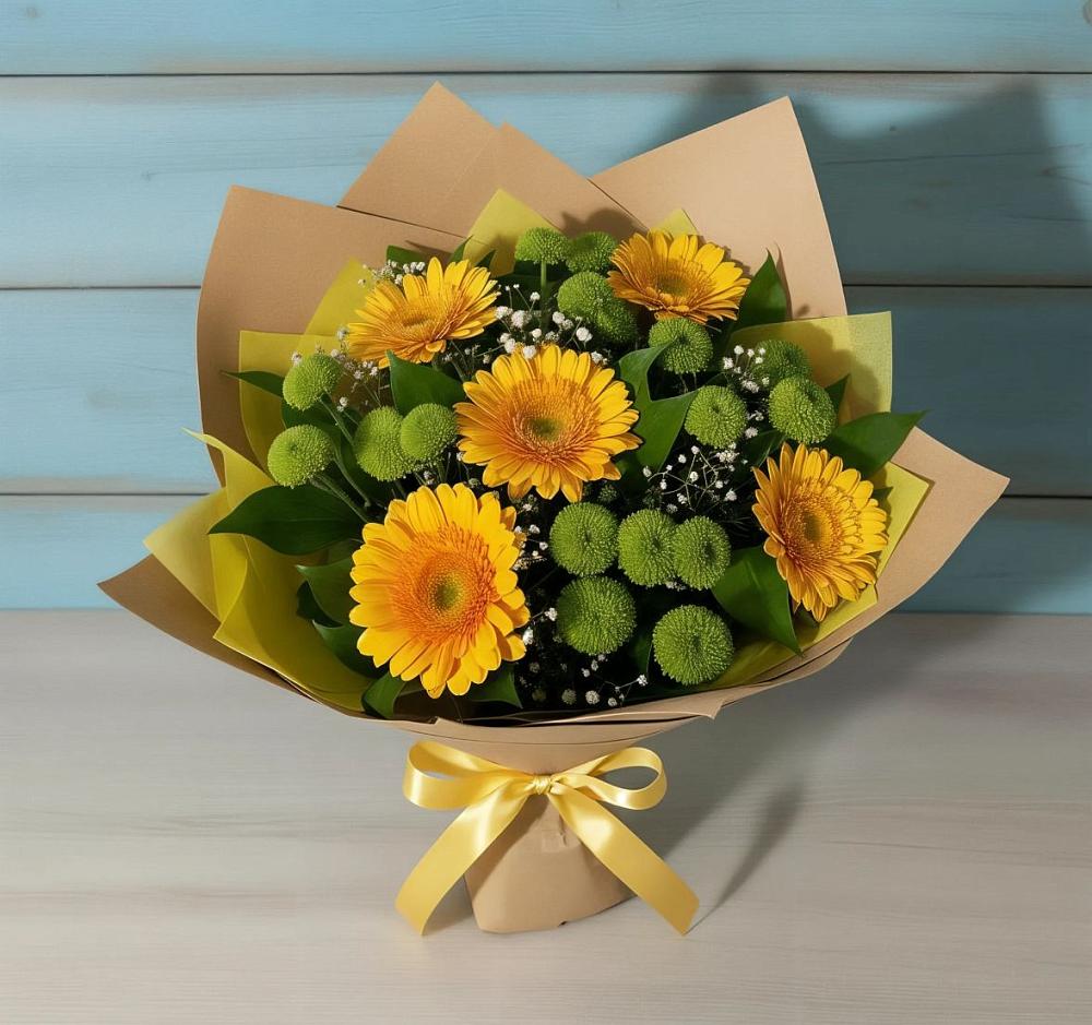 Букет цветов из: Герберы и Хризантемы в Залужном