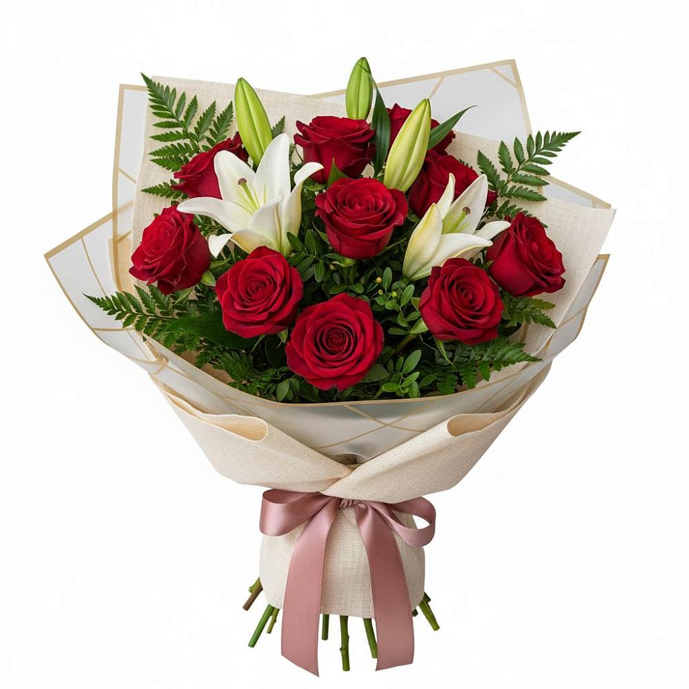 Букет цветов из: Лилии и Розы в Залужном