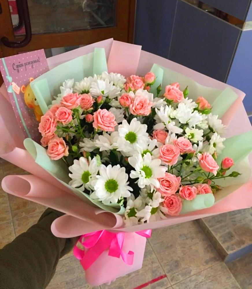 Букет цветов из: Розы и Хризантемы в Залужном