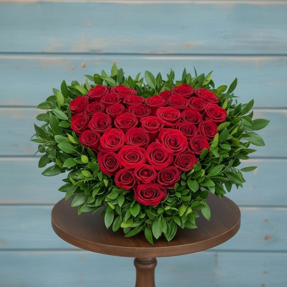 Цветочная композиция из Розы в виде сердца в Залужном