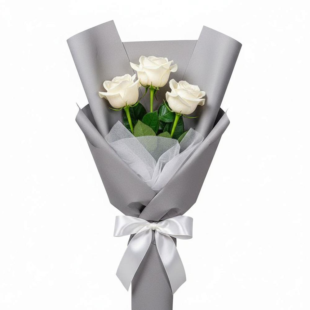 Букет 3 белые розы в Залужном