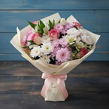 Букет цветов из:  Хризантемы, Альстромерии и Розы в Залужном