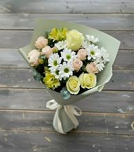 Букет цветов из:  Альстромерии, Розы и Хризантемы в Залужном